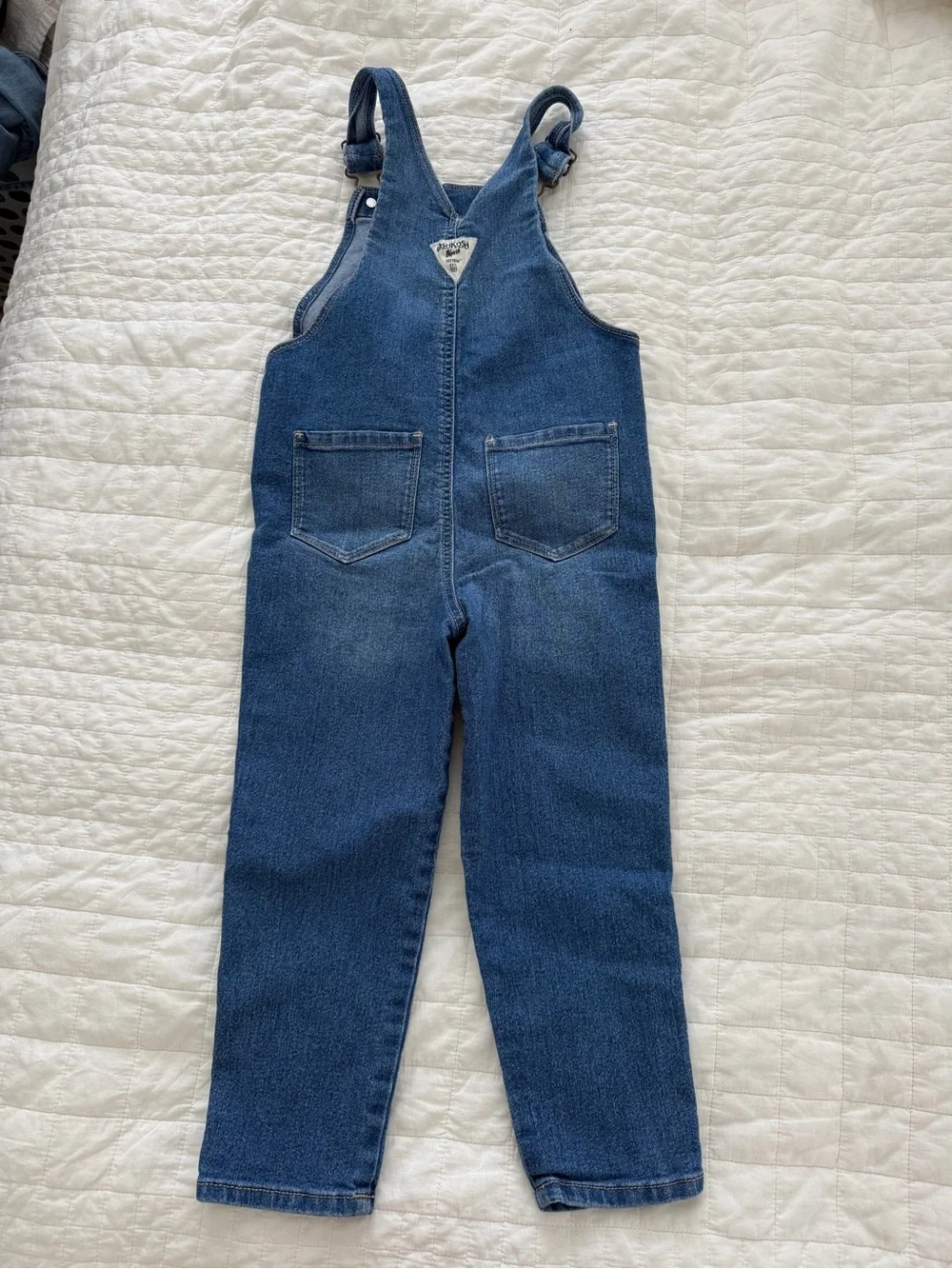 OshKosh B'gosh Blue Denim Girls' Overalls with Floral Embroidery